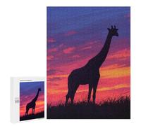 Puzzles pour Adolescents 500 PCS Giraffe Silhouette Sunset Puzzles pour Adolescents, Jouets Anti-Stress, Décoration Murale, Cadeaux d'anniversaire Et De Noël Uniques 500 PCS