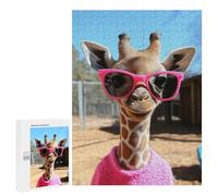 Puzzles pour Adolescents 500 PCS Giraffe with Sunglasses and Sweater Puzzle pour Adultes Jeux Relaxants Décoration Murale pour Les Joueurs 500 PCS