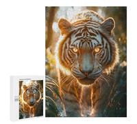 Puzzles pour Adolescents 500 PCS Glowing-Eyed Tiger in The Jungle Puzzles pour Adultes - Jeu Manuel Anti-Stress - Cadeaux Uniques pour Anniversaire Et Noël 500 PCS