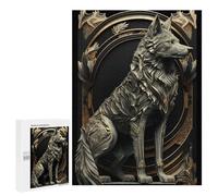 Puzzles pour Adolescents 500 PCS Golden King Wolf Throne Puzzles, Jeux Amusants, Assemblage De Motifs, Cadeaux Uniques d'anniversaire Et De Noël 500 PCS