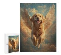 Puzzles pour Adolescents 500 PCS Golden Retriever with Angel Wings Comforting Pet Loss Art Puzzles pour Adultes Jeux De Société en Famille Améliorer La Mémoire Cadeaux d'anniversaire Uniques 500 PCS