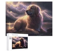 Puzzles pour Adolescents 500 PCS Golden Retriever with Lightning Energy-1 Puzzles pour Adolescents, Jouets À Faire Soi-même, Activités Amusantes À La Maison pour Passer Le Temps, 500 PCS