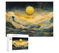 Puzzles pour Adolescents 500 PCS Golden Wave Landscape Casse-têtes pour Adultes Jeu De Réflexion Assemblage De Motifs Interaction Parent-Enfant 500 PCS