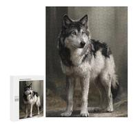 Puzzles pour Adolescents 500 PCS Gray Wolf Wildlife Art Print Puzzles pour Adultes Assemblage De Modèles De Puzzles Défi À Réaliser Soirée Jeux Et Divertissement en Famille 500 PCS