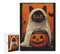 Puzzles pour Adolescents 500 PCS Halloween Cat Ghost Puzzles pour Adolescents, Jouets Anti-Stress, Décoration Murale, Cadeaux d'anniversaire Et De Noël Uniques 500 PCS