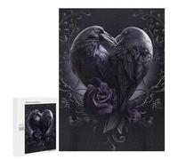 Puzzles pour Adolescents 500 PCS Heart-Shaped Raven Pair Puzzles pour Adultes Jeu De Réflexion Décoration Intérieure Activités Amusantes À La Maison 500 PCS