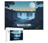 Puzzles pour Adolescents 500 PCS Iguazu Falls at Night Illustration Puzzles pour Adultes Jeux Relaxants, Amusants Et Humoristiques, Stimulants À Compléter 500 PCS