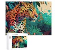 Puzzles pour Adolescents 500 PCS Jaguar in The Tropical Jungle Puzzles pour Adultes Jeux Relaxants Découpe De Précision Jeu Stimulant Cadeaux 500 PCS