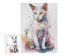 Puzzles pour Adolescents 500 PCS Japanese Bobtail Cat Casse-tête pour Adultes, Jeu De Réflexion Difficile, Original, Cadeau d'anniversaire 500 PCS