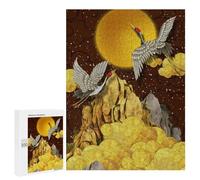 Puzzles pour Adolescents 500 PCS Japanese Cranes Moon Gold Puzzles, Jeux Relaxants, Décoration Intérieure, Cadeaux Et Idées Cadeaux Uniques pour Un Anniversaire 500 PCS