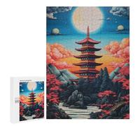 Puzzles pour Adolescents 500 PCS Japanese Pagoda Sunset Landscape-2 Puzzles pour Adultes Assemblage De Modèles De Puzzles Défi À Réaliser Soirée Jeux Et Divertissement en Famille 500 PCS