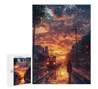 Puzzles pour Adolescents 500 PCS Japanese Train in Sunset Puzzles pour Adultes Jouets Anti-Stress Améliorent La Mémoire Difficiles Et Stimulants 500 PCS