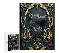 Puzzles pour Adolescents 500 PCS King Black Gold Wolf Casse-tête pour Adultes, Jeu De Réflexion Difficile, Original, Cadeau d'anniversaire 500 PCS