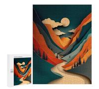Puzzles pour Adolescents 500 PCS Layered Mountain Landscape with Winding Road Casse-tête pour Adultes, Jeu De Réflexion Difficile, Original, Cadeau d'anniversaire 500 PCS