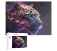 Puzzles pour Adolescents 500 PCS Leopard in Abstract Art Puzzles pour Adultes Jeux Relaxants Découpe De Précision Jeu Stimulant Cadeaux 500 PCS