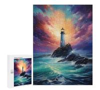 Puzzles pour Adolescents 500 PCS Lighthouse at Sea Puzzles pour Adultes Jeux Relaxants Décoration Murale Activités Amusantes À La Maison 500 PCS