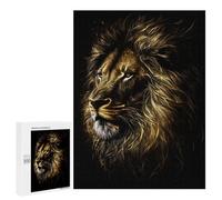 Puzzles pour Adolescents 500 PCS Lion Black Gold Dark BG Puzzles pour Adolescents, Jouets Anti-Stress, Décoration Murale, Cadeaux d'anniversaire Et De Noël Uniques 500 PCS