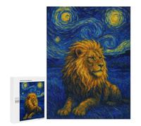 Puzzles pour Adolescents 500 PCS Lion in Starry Night Style Puzzles pour Adolescents, Jouets Anti-Stress, Décoration Murale, Cadeaux d'anniversaire Et De Noël Uniques 500 PCS
