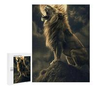 Puzzles pour Adolescents 500 PCS Lion Roaring at Moon Puzzle Anti-Stress, Jouet Idéal pour Une Décoration Amusante À La Maison, 500 PCS