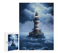 Puzzles pour Adolescents 500 PCS Lonely Lighthouse in Stormy Seas Puzzles pour Adolescents, Jouets Anti-Stress, Décoration Murale, Cadeaux d'anniversaire Et De Noël Uniques 500 PCS