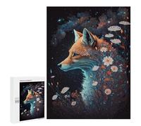Puzzles pour Adolescents 500 PCS Magical Fox with Flowers Puzzles pour Adultes Assemblage De Modèles De Puzzles Défi À Réaliser Soirée Jeux Et Divertissement en Famille 500 PCS