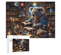 Puzzles pour Adolescents 500 PCS Magical Koala in Enchanted Library Puzzles pour Adultes Jeu De Réflexion Décoration Intérieure Activités Amusantes À La Maison 500 PCS