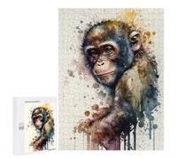 Puzzles pour Adolescents 500 PCS Monkey Watercolor Puzzles pour Adolescents, Jouets Anti-Stress, Décoration Murale, Cadeaux d'anniversaire Et De Noël Uniques 500 PCS