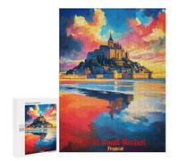 Puzzles pour Adolescents 500 PCS Mont Saint Michel Art Puzzles pour Adultes Jouets Anti-Stress Améliorent La Mémoire Difficiles Et Stimulants 500 PCS