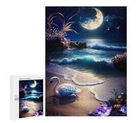 Puzzles pour Adolescents 500 PCS Moonlit Beach Serenity Puzzles pour Adultes Jeu De Réflexion Décoration Intérieure Activités Amusantes À La Maison 500 PCS