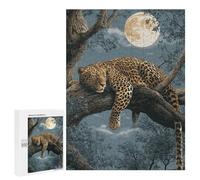 Puzzles pour Adolescents 500 PCS Moonlit Leopard Resting Puzzles pour Adultes Activités Familiales Interaction Parent-Enfant Jeu Au Design Élégant 500 PCS