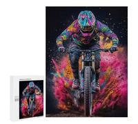 Puzzles pour Adolescents 500 PCS Mountain Biker in Color Blast Puzzles, Jeux Amusants, Assemblage De Motifs, Cadeaux Uniques d'anniversaire Et De Noël 500 PCS