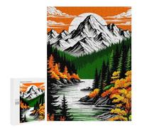 Puzzles pour Adolescents 500 PCS Mountain Landscape with River and Forest Puzzles pour Adultes - Jeu Manuel Anti-Stress - Cadeaux Uniques pour Anniversaire Et Noël 500 PCS