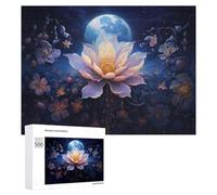 Puzzles pour Adolescents 500 PCS Mystical Night Garden with Lotus Puzzle Anti-Stress, Jouet Idéal pour Une Décoration Amusante À La Maison, 500 PCS