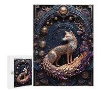 Puzzles pour Adolescents 500 PCS Mythical Red Fox Art Deco Puzzles pour Adultes Jouets Anti-Stress pour S'amuser en Famille Interaction Parent-Enfant 500 PCS