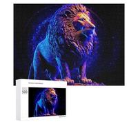 Puzzles pour Adolescents 500 PCS Neon Lion Digital Artwork -2 Puzzles pour Adultes Jeux Relaxants Découpe De Précision Jeu Stimulant Cadeaux 500 PCS