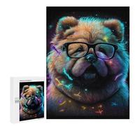 Puzzles pour Adolescents 500 PCS Neon Pup Glasses Art Print Jeu De Puzzle Familial Décoration Parfaite Cadeaux Uniques pour Un Anniversaire Et Noël 500 PCS