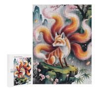 Puzzles pour Adolescents 500 PCS Nine-Tailed Fox in Asian Landscape Jeu De Puzzle Familial Décoration Parfaite Cadeaux Uniques pour Un Anniversaire Et Noël 500 PCS