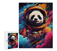Puzzles pour Adolescents 500 PCS Panda Astronaut Space Art Print-2 Puzzles pour Adultes Activités Familiales Interaction Parent-Enfant Jeu Au Design Élégant 500 PCS