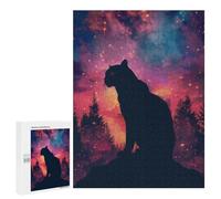 Puzzles pour Adolescents 500 PCS Panther Silhouette Galaxy Puzzles pour Adultes Jouets Anti-Stress pour S'amuser en Famille Interaction Parent-Enfant 500 PCS
