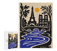 Puzzles pour Adolescents 500 PCS Paris, France Illustration with Eiffel Tower Puzzles pour Adolescents - Jeu Familial - Décoration Murale - Interaction Parent-Enfant 500 PCS