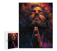 Puzzles pour Adolescents 500 PCS Praying Jesus in Colorful Light Puzzles pour Adultes Jeu Familial Décoration Parfaite Difficile À Compléter 500 PCS