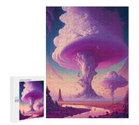 Puzzles pour Adolescents 500 PCS Purple Mushroom Cloud Landscape Puzzles pour Adolescents, Jouets Anti-Stress, Décoration Murale, Cadeaux d'anniversaire Et De Noël Uniques 500 PCS
