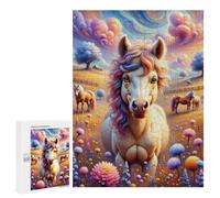Puzzles Pour Adolescents 500 PCS Puzzle Pour Adultes A Whimsical, Colorful Scene Features A Close-up of A Cute, Fluffy Horse with Curly Fur And Puzzle Mural Difficile À Difficile Aide À Exercer Le Cer