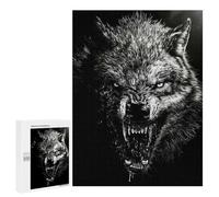 Puzzles pour Adolescents 500 PCS Puzzle pour Adultes Angry Wolf Portrait Puzzle Mural Difficile À Difficile Aide À Exercer Le Cerveau 500 PCS