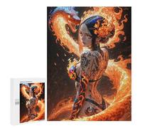 Puzzles pour Adolescents 500 PCS Puzzle pour Adultes Fire Dragon & Woman Puzzle Mural Difficile À Difficile Aide À Exercer Le Cerveau 500 PCS