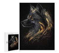 Puzzles pour Adolescents 500 PCS Puzzle pour Adultes Fox Black Gold Dark BG Puzzle Mural Difficile À Difficile Aide À Exercer Le Cerveau 500 PCS