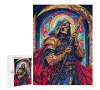 Puzzles pour Adolescents 500 PCS Puzzle pour Adultes Grim Reaper Stained Glass Puzzle Mural Difficile À Difficile Aide À Exercer Le Cerveau 500 PCS
