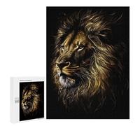 Puzzles pour Adolescents 500 PCS Puzzle pour Adultes Lion Black Gold Dark BG Puzzle Mural Difficile À Difficile Aide À Exercer Le Cerveau 500 PCS