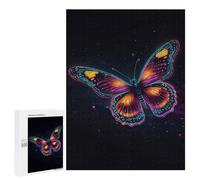 Puzzles pour Adolescents 500 PCS Puzzle pour Adultes Neon Butterfly in Space Puzzle Mural Difficile À Difficile Aide À Exercer Le Cerveau 500 PCS
