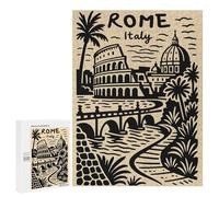 Puzzles pour Adolescents 500 PCS Puzzle pour Adultes Rome Italy Landmark Illustration Puzzle Mural Difficile À Difficile Aide À Exercer Le Cerveau 500 PCS